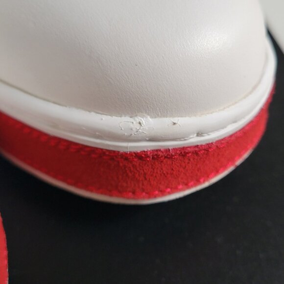 NEW Brett Johnson Soft LEATHER Low Top Sneaker Shoes Men's Sz 10 Cream :Red Rare - Picture 5 of 12